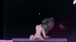 Alien licks a tall blonde girl's pussy and gives her an orgasm Hentai Games Gallery P33 w sound!