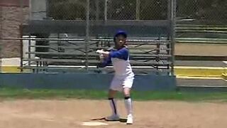 Little April rubbing her pussy at baseball field