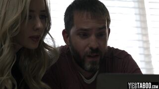 Petite blonde scams and fucks mature guy