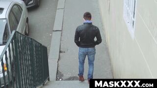 MaskXXX.com - Mysterious hunk Harry Paker masturbating vigorously solo with pleasure