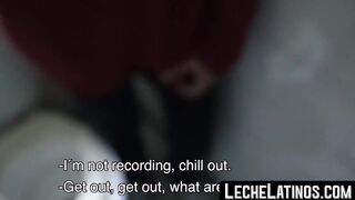 LecheLatinos.com - Straight Latino's shady bathroom blowjob and bareback fuck