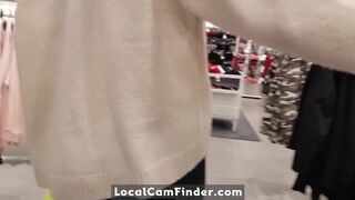 Blonde Teen's Public Undressing in a Store - Amateur Solo Webcam Show