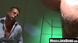 MuscleJockBound.com - Bondage hunk's tummy shaved and bound for an intense and erotic