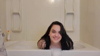 Big-Ass Brunette Teen Rides Dildo in Bubble Bath Solo