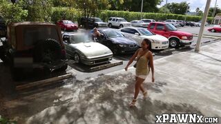 Handsome babe sells her junk car by banging in pawnshop