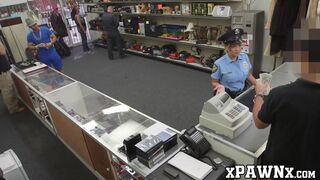 Slutty policewoman fucks with pawnbroker for extra money