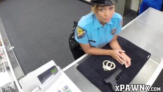 Slutty policewoman fucks with pawnbroker for extra money