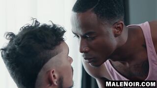 MaleNoir.com - Seth Knight's throat invaded by dominated Trey Donovan