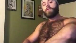 Hairy Lumberjack Masturbates, Showing Off His Cock