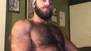 Hairy Lumberjack Masturbates, Showing Off His Cock