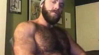 Hairy Lumberjack Masturbates, Showing Off His Cock