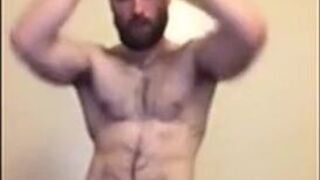 Hairy British Hunk Jacks Off