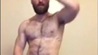 Hairy British Hunk Jacks Off