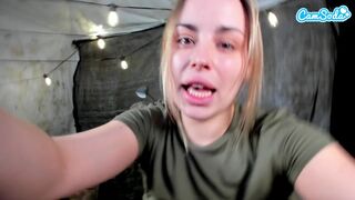 Sexy Blonde Solider Girl Plays With Her Pussy On Cam For Boyfriend