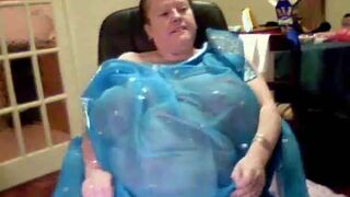 Obese Granny Strips on Webcam