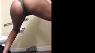 Big-Bootied Black Beauty Twerking in a Public Bathroom