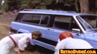 RetroDudes.com - Retro bandits bare fuck outdoors and spray big load