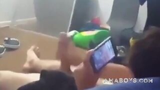 Asian Twink Cums While Watching Porn