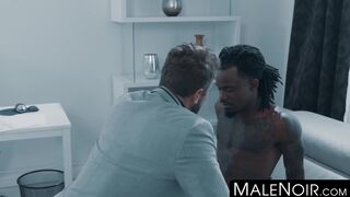 MaleNoir.com - Businessman rimmed and anally fucked by athletic black stud in sweaty