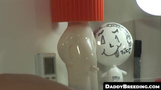 DaddyBreeding.com - Daddy puts his big bare cock deep in tight twink bottom until he