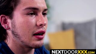 NextDoorXXX.com - Sensual young homo tugs big cock slowly until he cums in a hot solo