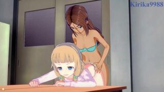 Sakura and Umiko Ahagon have intense futanari sex in their workroom. - New Game! Hentai