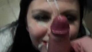 Amateur Blowjob Ends with Facial Cumshot