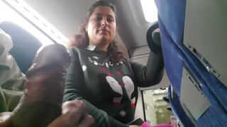 Voyeur seduces Milf to Suck&Jerk his Dick in Bus