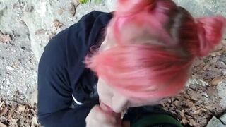 Blowjob and Facial in the Woods with a Naughty Amateur Couple