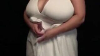 Big-Titted BBW Strips Out of Her White Dress