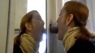 Redhead Amateur Couple's Gloryhole Blowjob