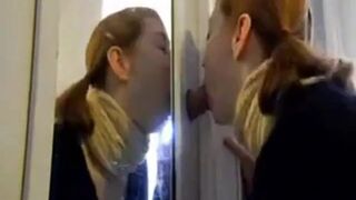 Redhead Amateur Couple's Gloryhole Blowjob