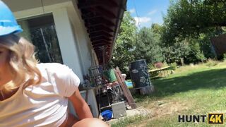 Sexy handywoman Fanta Sie was seduced by a rich Hunter and fucked in his backyard