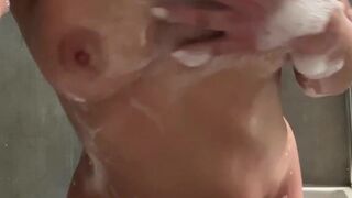 Sexy Wife in Shower Playing Her Tits