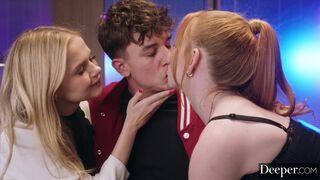 Deeper. Fun sized Cuties Coco Lovelock and Madi Collins Share Parker's Cock