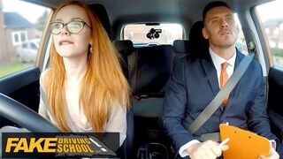 Fake Driving School - Cute Redhead ELLA HUGHES is CREAMPIED by Examiner -