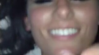 Homemade Blowjob with Amateur Brunette Ends with a Facial