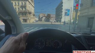 STREETFUCK Slim Fit Blonde needs some adrenalin and stop a car on the street to fuck