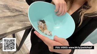 Blonde Woman Swallows All Her Hamsters - Vore Fetish