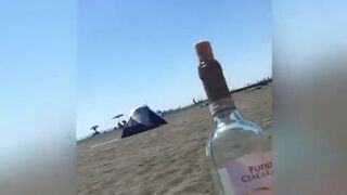 Smoking Latina with Big Tits at an Italian Beach