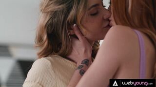 Petite Blonde Demi Hawks & Redhead Bestie Explicit Kait Try Lesbian Sex During Study Session