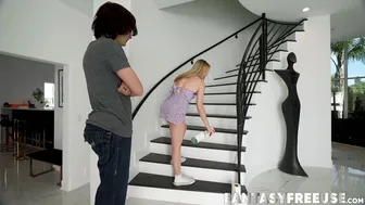 Innocent Blonde Needs To Dome Some House Chores If She Wants To Stay Here For Free