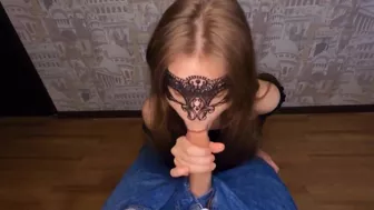 Brunette Babe Gives POV Blowjob & Handjob