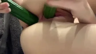 Cucumber Slut Takes It All