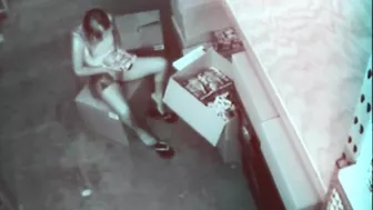 Scandalous GFs - Stock room slut masturbating caught on spycam