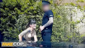 Fake Cop - Policeman fucks a geek and spunks over her glasses -