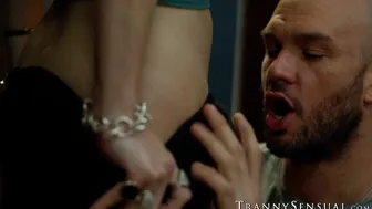 Busty Trans Ariel Demure Devours Hung Studs Enormous Meat