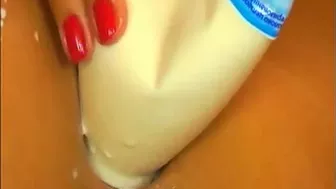 Russian Webcam Girl Plays With Milk And Her Body
