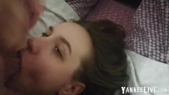 Amateur Babe Sucks Balls, Cum on Face