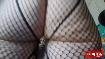 Phat PAWG In Fishnets Shows Off Her Big Ass And Thighs